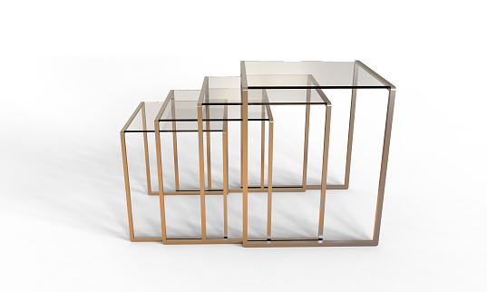 3d illustration of nesting tables on a white background