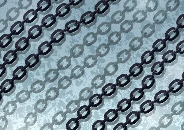 Vector illustration of Abstract steel chain on a background with a texture. Trendy design cover template.