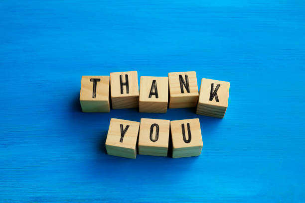 Thank you written on wooden cubes