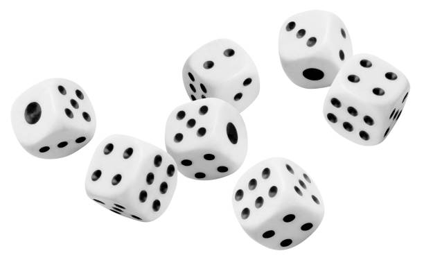 flying dices on white - rolling dice imagens e fotografias de stock
