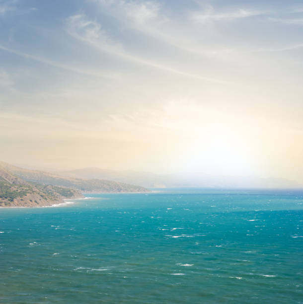 emerald sea bay scene at the sunset