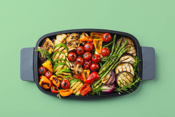 istock Grilled vegetables in a pan on neo mint 1189566907