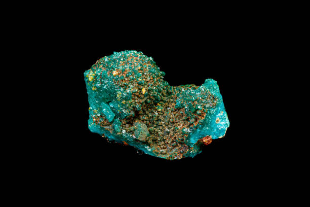 istock Macro mineral stone Dioptase Pyromorphite on a black background 1189567888