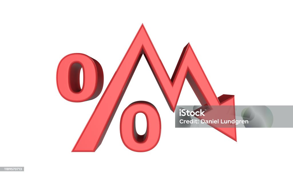 3d Illustration Of Percentage Decrease Sign Isolated On A White ...