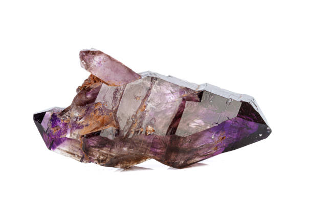 istock macro mineral stone Amethyst on smoky quartz on a white background 1189571761