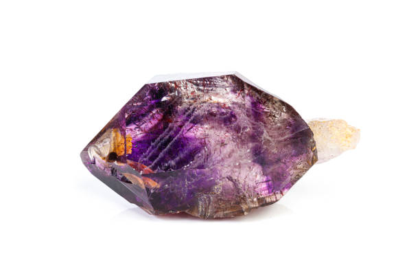 istock macro mineral stone Amethyst on smoky quartz on a white background 1189571929