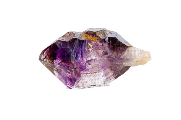 istock macro mineral stone Amethyst on smoky quartz on a white background 1189571968