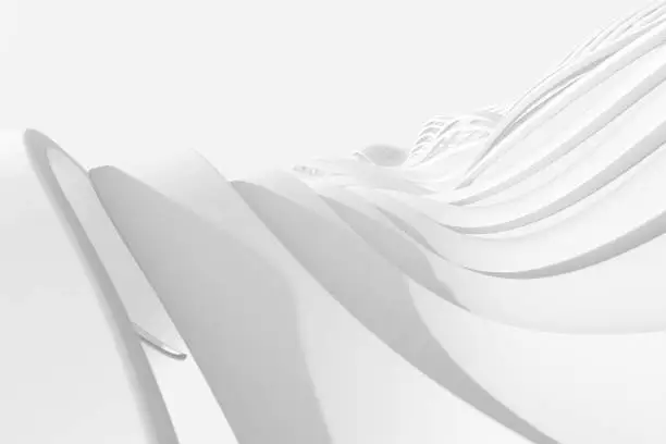 Photo of Geometric waves. Abstract white background.