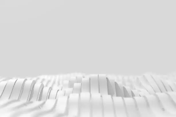 Photo of Geometric waves. Abstract white background.