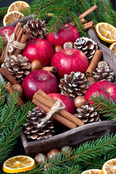 istock Christmas still life with apples 1189577738