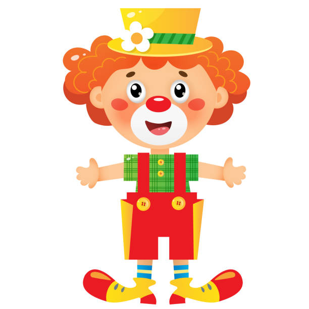 ilustrações de stock, clip art, desenhos animados e ícones de color image of cartoon circus clown on white background. vector illustration for kids. - entertainment clown child circus