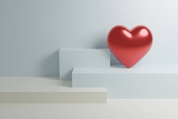 istock 3d Render, abstract background, valentines heart day greeting card, simple layout, minimal design elements geometric 1189582605
