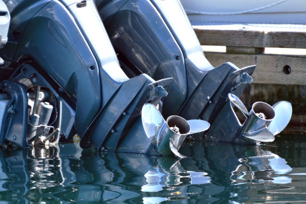 boat propellers in water close up abstract - outboard motor imagens e fotografias de stock