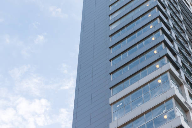 istock A part of abstract modern office building, skyscraper close up background, copy space 1189583762
