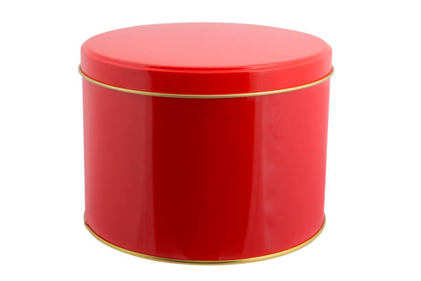 istock Red Round Container for dry products like tea, coffee, sugar, cereals, candy, spice, nuts. Isolated on background 1189586731