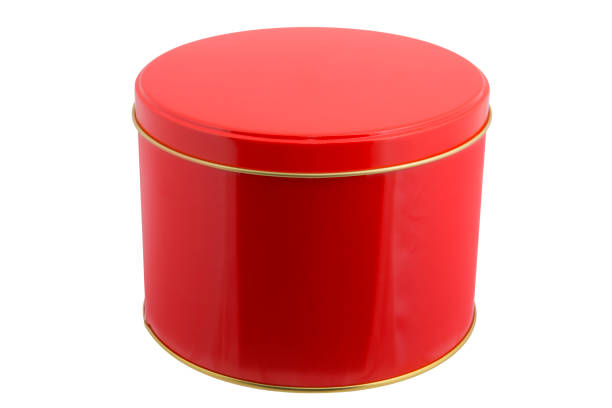 istock Red Round Container for dry products like tea, coffee, sugar, cereals, candy, spice, nuts. Isolated on background 1189586733