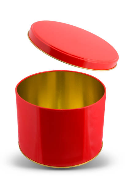 istock Red Round Container for dry products like tea, coffee, sugar, cereals, candy, spice, nuts. Isolated on background 1189586743
