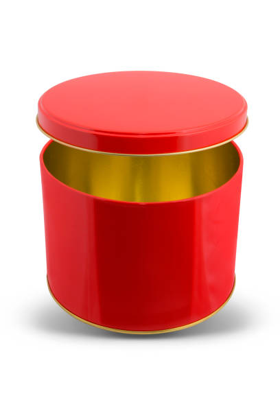istock Red Round Container for dry products like tea, coffee, sugar, cereals, candy, spice, nuts. Isolated on background 1189586749
