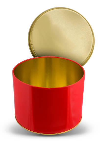 istock Red Round Container for dry products like tea, coffee, sugar, cereals, candy, spice, nuts. Isolated on background 1189586761
