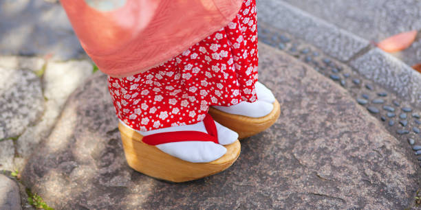 Maiko on traditional tabi and geta in Japan
