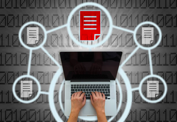 デジタル背景でのファイル共有の概念 - fileshare ストックフォトと画像