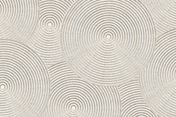 Zen pattern Zen circle pattern in sand feng shui photos stock pictures, royalty-free photos & images