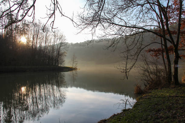 istock Beautiful quiet lake in the autumn day 1189602341