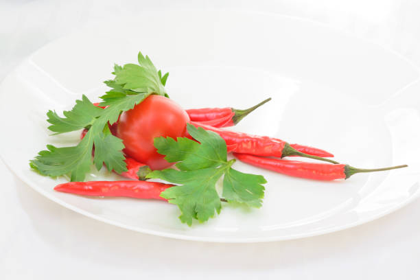 Green parsley, red pepper and spices ingredients for meat dishes
