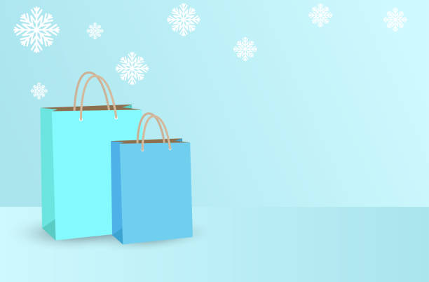 istock Winter sale design creative concept, Shopping bag, snow-melting icon in gradation background. Copy space text area. illustration 3D Realistic . 1189617953