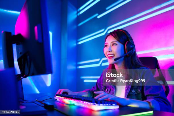 Cybersport Gamer Have Live Stream Stock Photo - Download Image Now - Gamer, Video Game, eSports