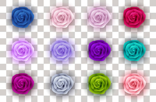 istock Realistic vector elements set of roses (petals, rose with various colors) with the ability to change the appearance of flowers, such as in the constructor 1189620249