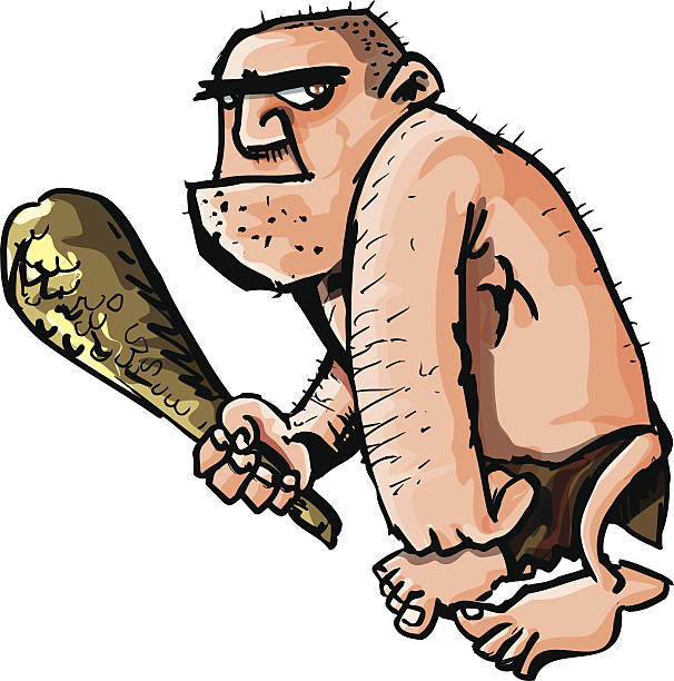 Cartoon caveman wielding a club Cartoon caveman wielding a club stone age stock illustrations
