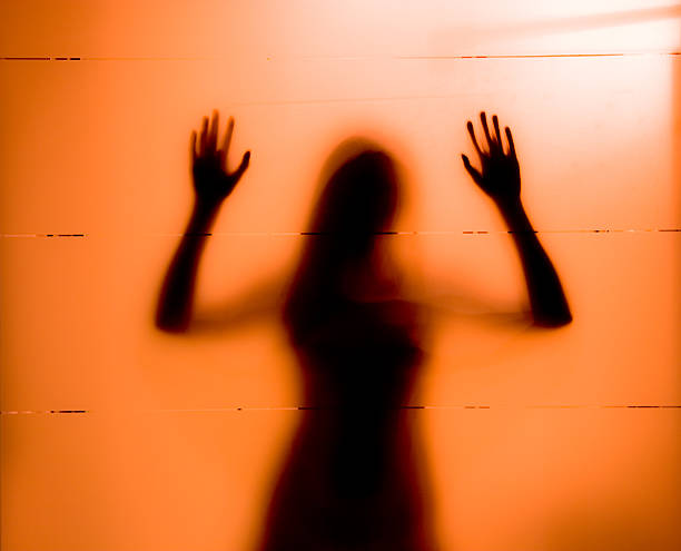 istock Young woman behind the matte glass 118964259