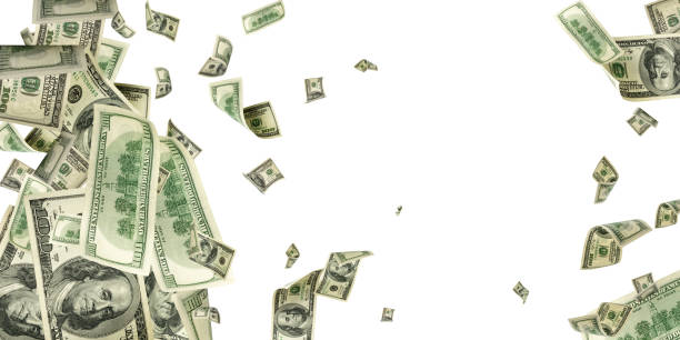 istock Money stack. Hundred dollars of America. Falling money isolated, us bill. 1189648191