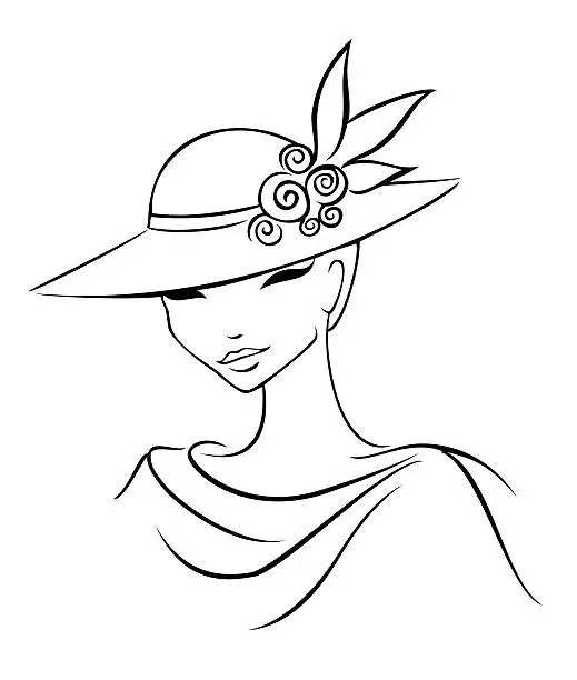 Vector illustration of Lady With Hat
