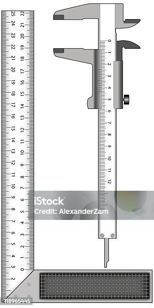 앵글타입 및 캘리퍼스 직각에 대한 스톡 벡터 아트 및 기타 이미지 - 직각, 눈금자, 금속