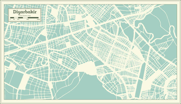 istock Diyarbakir Turkey City Map in Retro Style. Outline Map. 1189669974