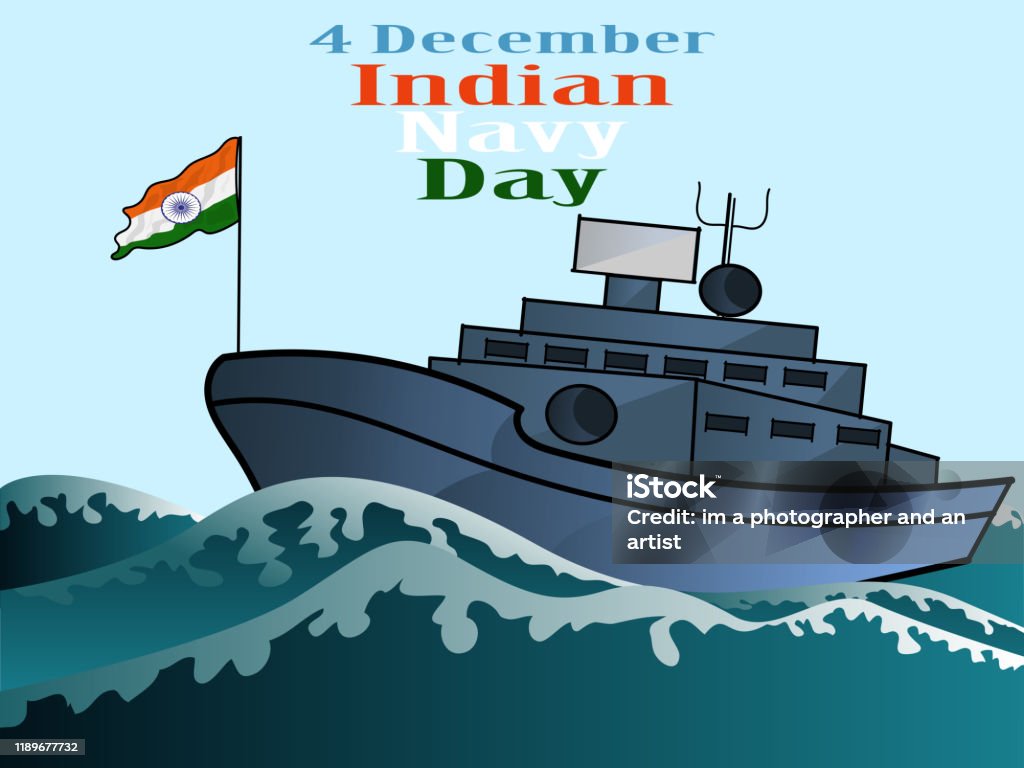 4 December Indian Navy Day Illustration Stock Illustration - Download Image  Now - Indian Navy, Day, Battleship - iStock