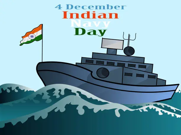 Vector illustration of 4 december Indian Navy Day illustration