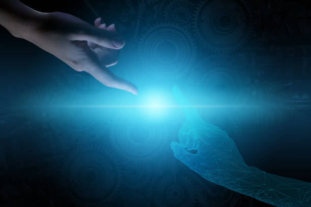 istock Interaction of advanced science technologies with humanity for globalization of business and optimization of production 1189687501