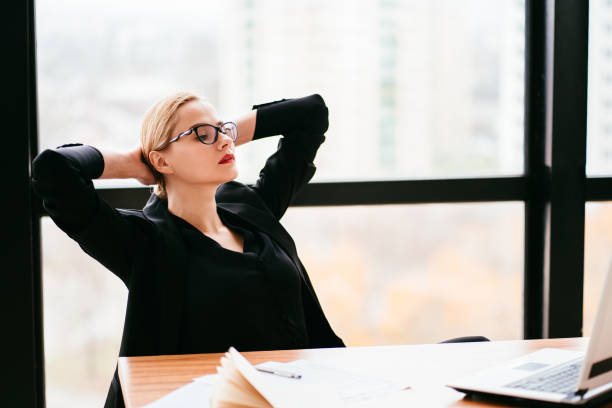 istock Successful businesswoman satisfied and relaxed 1189692629