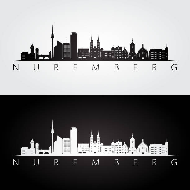 Nuremberg skyline and landmarks silhouette, black and white design, vector illustration. Nuremberg skyline and landmarks silhouette, black and white design, vector illustration. nuremberg stock illustrations