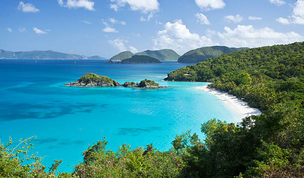 View of Trunk Bay in US Virgin Islands stock photo