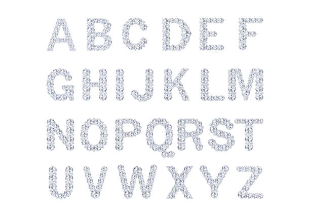 Diamond letters with gemstones isolated on black.3D rendering