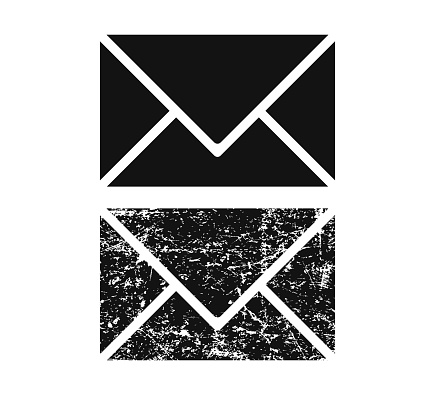 Mail post envelope icon shape. Postage logo symbol. e-mail communication sign button. Vector illustration image. Isolated on white background.