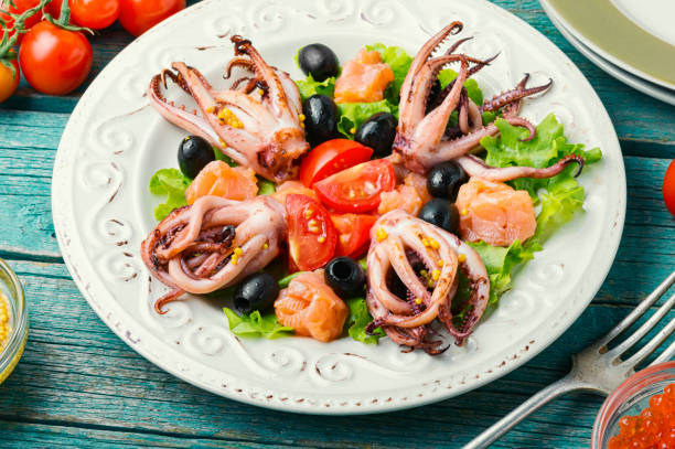 istock Salad squid with green and seafood 1189700951