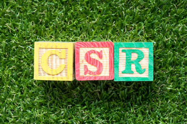 istock Color wood block in word CSR (Abbreviation of corporate social responsibility) on artificial green grass background 1189702517