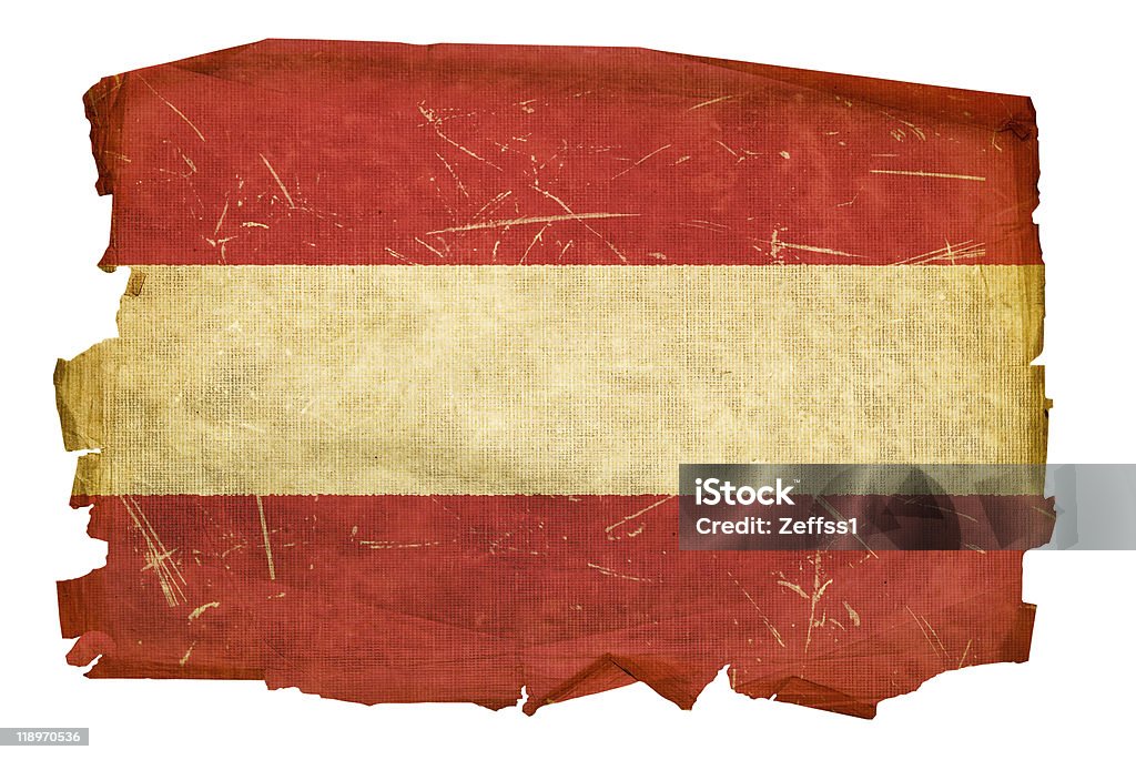 Австрийский флаг старого, изолированные на белом фоне. - Стоковые иллюстрации Антиквариат роялти-фри