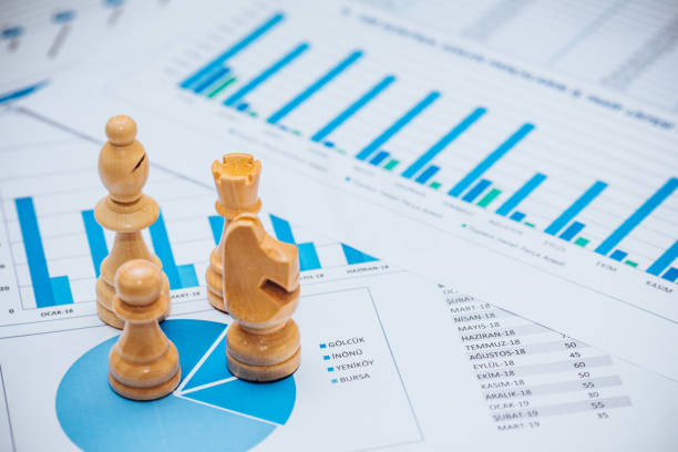 business strategy concept - stock market data performance chart pen imagens e fotografias de stock