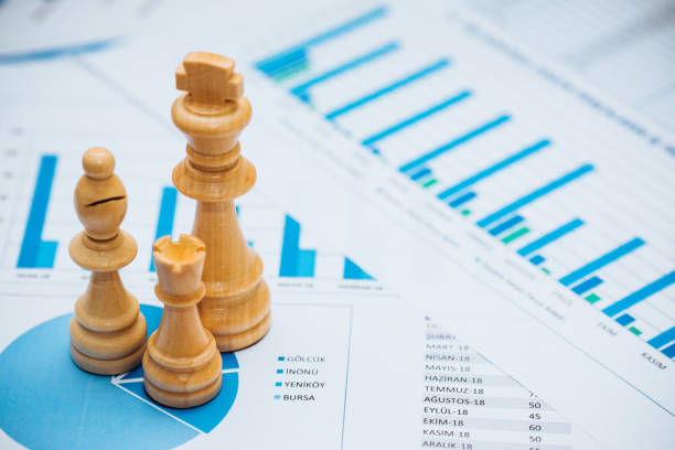 business strategy concept - stock market data performance chart pen imagens e fotografias de stock